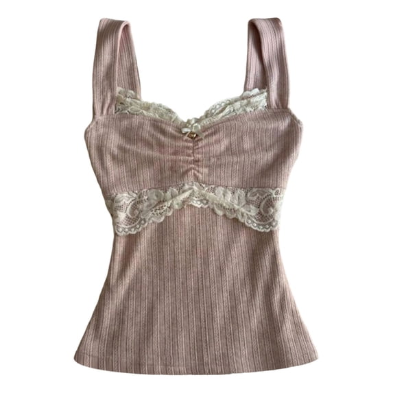 XIYON Womens Summer Tops 2026 Women's Elegant Lace Bow Tie Versatile Camisole Top For Sleeveless Layering Tank 2026 Summer Clothes