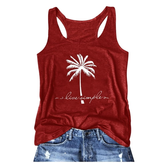 XIYON Womens Summer Tops Sleeveless Printed Shirts Summer Tops Loose Fit Running Athletic Shirts Casual Trendy Clothes