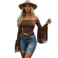 thumbnail image 1 of XIYON Womens T Shirts Western Fringe Fitted Tee For Fashion Soft Comfortable Stretchable Daily Wear Going Out Tops For Women, 1 of 6