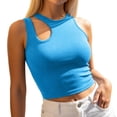 thumbnail image 1 of XIYON Womens Tank Tops Ribbed Cropped Tank Top With Hollow Out Design Sleeveless Crew Neck Slim Fit Summer Clothes 2026, 1 of 4