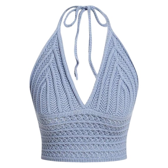 XIYON Womens Tank Tops Women's Summer V Neck Hollow Knit Camisole Sleeveless Tank Top Beach Boho Casual Stretchy Comfortable Breathable Casual Trendy Clothes
