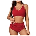 thumbnail image 1 of XIYON Womens Tankini Set Waisted Swimsuits For Women Scalloped Bikini Sets Back Lace Up Tankini Sets Retro Swimsuits Beachwear, 1 of 6