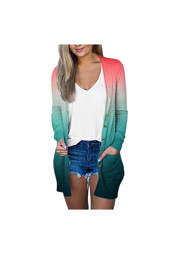 Womens Tops Womens Lightweight Open Front Cardigans Summer Fall Outwear Tops Thin Cover Ups Long Sleeve Sweater Casual Button Coats Casual Clothes 2025