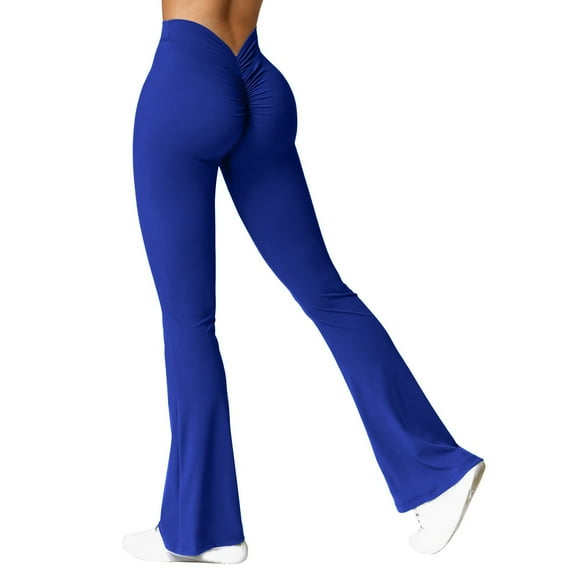 XIYON Womens Yoga Pants Scrunch Flare Leggings V Back Butt Lifting Wide Leg High Waisted Gym Workout Leggings For Women
