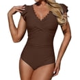thumbnail image 1 of XIYON One Piece Swimsuit For Women V Neck Lace Up Ruffle Swimwear Bathing Suit For Women 2026 Beach Vacation Clothes, 1 of 5