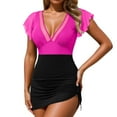 thumbnail image 1 of XIYON&nbsp; Womens One Piece Swimsuit Womens Swimsuit Swim Dress Ruffle Mesh Skirt Wraps Bathing Suit Summer Beach Swimwear, 1 of 6