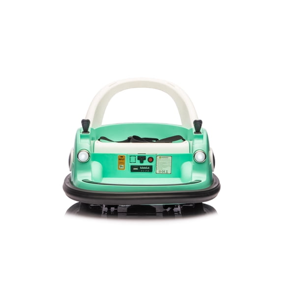 XIZE 12V Electric Bumper Car with Remote Control, LED Lights, Bluetooth, 360° Spin, Anti-Collision Padding, Safety Belt, and 2WD for Ages 1.5-5