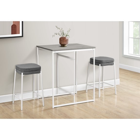 XIZE 32-Inch Rectangular Counter Height Dining Table with Grey Laminate Top and White Metal Frame, Contemporary Style