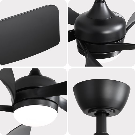 XIZE 45" Matte Black Smart Ceiling Fan with DC Motor, Alexa and APP Control, Quiet Reversible Operation, Dimmable Lighting, and Timer