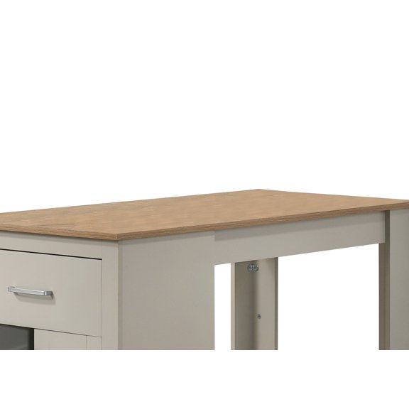 XIZE 47-Inch Light Gray Counter Height Dining Table with Cabinet and Drawer Storage, Space-Saving Design