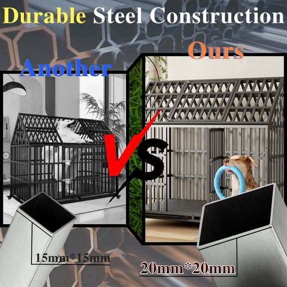 XIZE 55" Heavy Duty Dog Crate Large Dog cage Strong Metal Dog Kennels and Crates for Large Dogs with 4 Lockable Wheels
