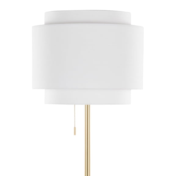 XIZE Contemporary Metal Floor Lamp with Off-White Linen Shade, 64" H, Gold Metal