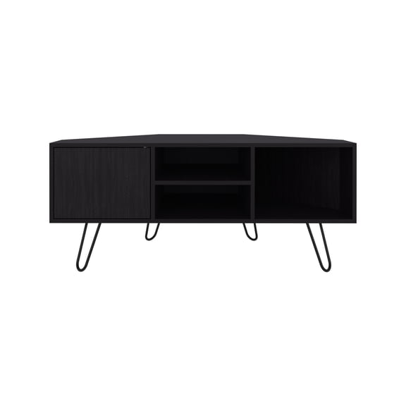 XIZE Corner TV Stand and Entertainment Center, with Three Open Shelves and One Door Cabinet