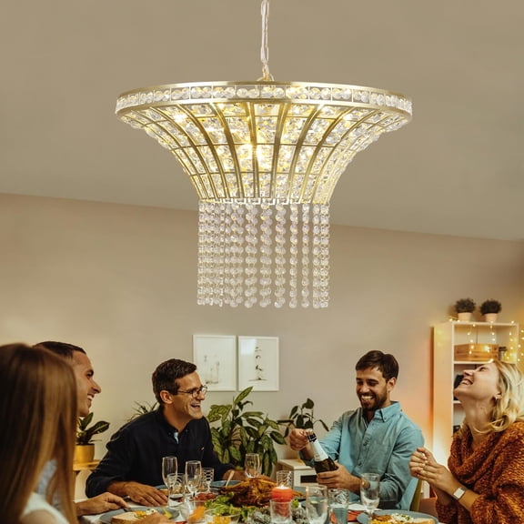 XIZE Crystal Waterfall Chandelier with 8 Lights, 23.6" W