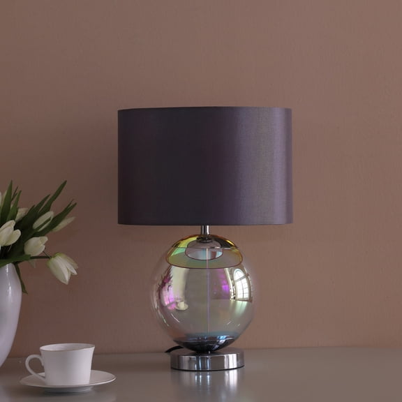 XIZE Orb Table Lamp, 18.75" H, Iridescent Chrome Finish