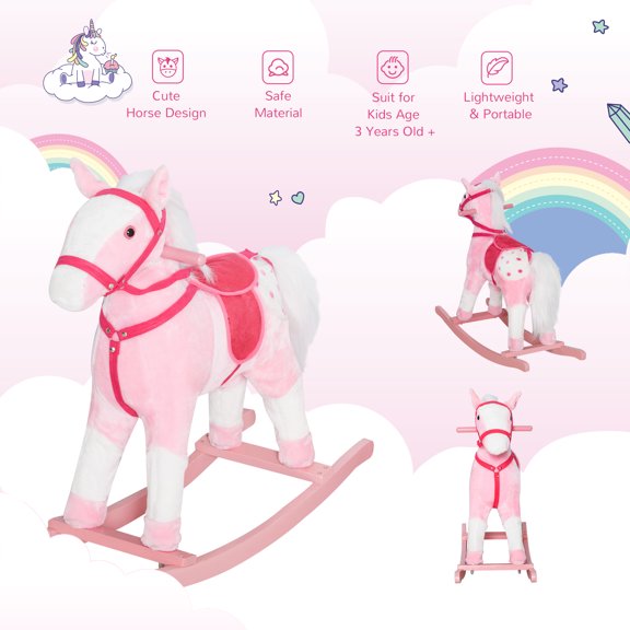 XIZE Plush Rocking Horse Pony Animal Toy, Soft Rocker for family