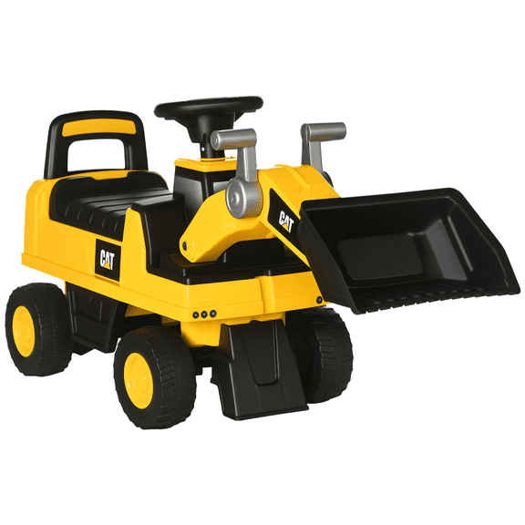 XIZE Ride on Excavator for,Caterpillar CAT Licensed Ride on Digger Construction Vehicles with Manual Shovel,Horn,Hidden Storage,Foot to Floor No Power Ride on Car for 1.5-3 Years