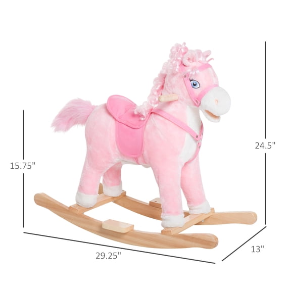 XIZE Rocking Horse Plush Toy with Realistic Sounds and Swinging Tail, Animal Rocker for family Ages 3+