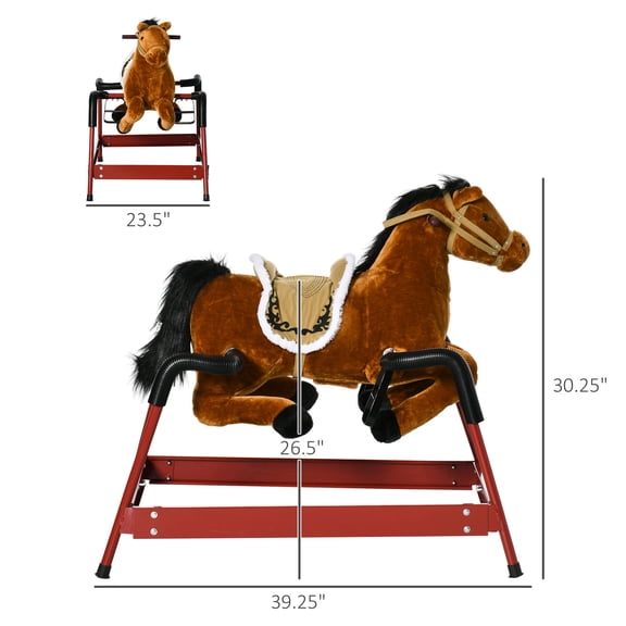 XIZE Spring Rocking Horse with Animal Sounds, Plush Interactive Rocker Toy for family