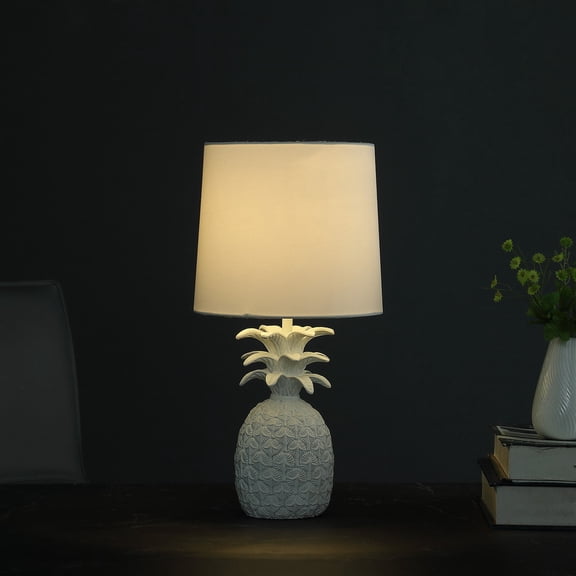 XIZE Table Lamp, 17" H, White, Tropical Pineapple Design