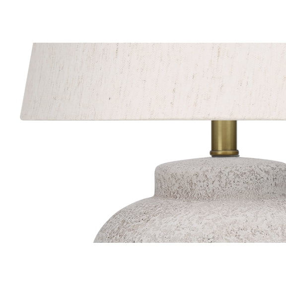 XIZE Table Lamp, 22" H, Cream Concrete, Ivory and Cream Shade, Modern Style