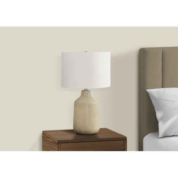 XIZE Table Lamp, 24" H, Beige Concrete, Cream Shade, Contemporary Style