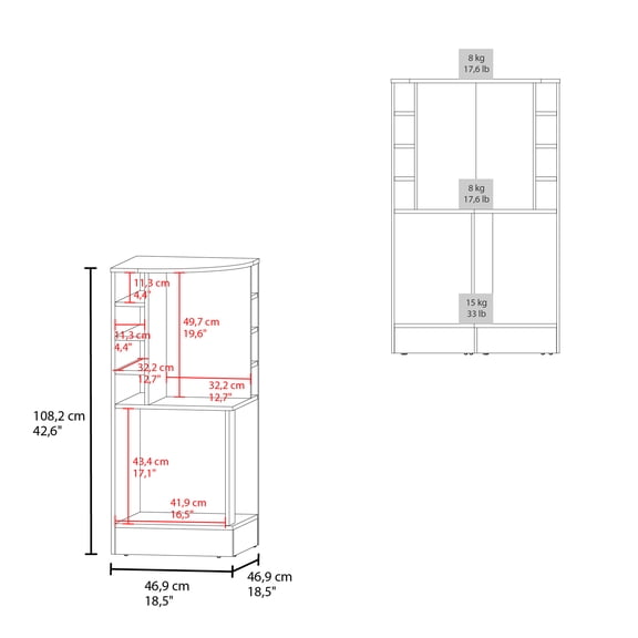 XIZE Toyei Corner Bar Cabinet with Bottle Rack, Open Shelves and Hidden Storage, White