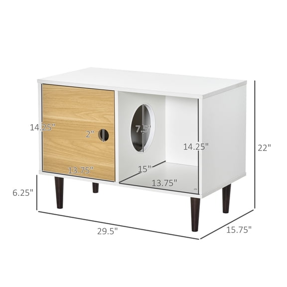 XIZE Wooden Cat House with Soft Cushion,Decorative Kitten Condo Side Table,Elevated Pet House with Storage Space