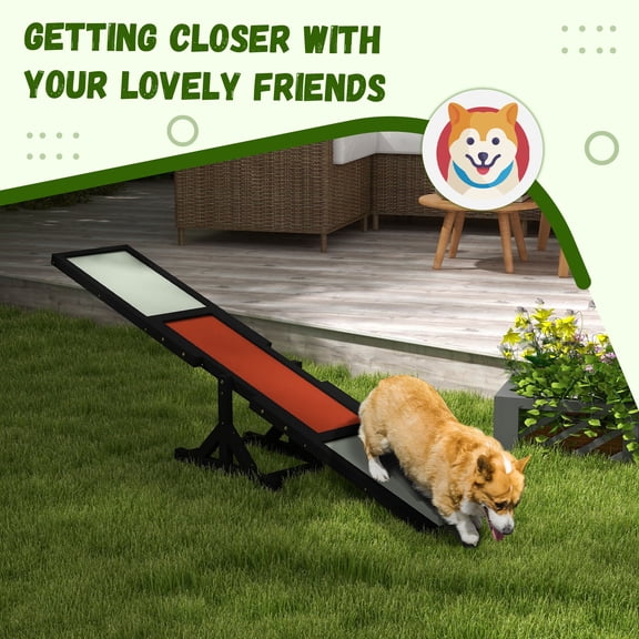 XIZE Wooden Dog Agility Seesaw for Training and Exercise,Platform Equipment Run Game Toy,Weather Resistant Pet Supplies,71" Lx12" Wx12" H,Black