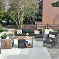 thumbnail image 1 of XIZZI 10 Pieces Outdoor Conversation Set Wicker Patio Furniture Set with Fire Pit Table,Black, 1 of 11