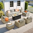 thumbnail image 1 of XIZZI 10 Pieces Wicker Patio Furniture Modular Patio Sectional Sofa Seating Set All-Weather Rattan Outdoor Conversation Set with Fire Pit Table for Backyard, Dark Gray, 1 of 9