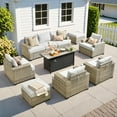 thumbnail image 1 of XIZZI 10 Pieces Wicker Patio Furniture Modular Patio Sectional Sofa Seating Set All-Weather Rattan Outdoor Conversation Set with Fire Pit Table for Backyard, Gray, 1 of 9