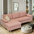 thumbnail image 1 of XIZZI 100" Modular Sectional Sofa Couch, L Shaped 3-Seat Comfy Sofas with Reversible Chaise, Modern Lounge Couches for Living Room Office Dorm-Pink, 1 of 10