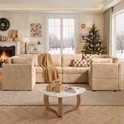 XIZZI 127.5" Modular Sectional Sofa,Oversized Cloud Couch with Deep Seat,U-Shaped Modern Sectional Couches for Living Room,6 Seat,Beige