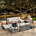 thumbnail image 1 of XIZZI 13 PCS Outdoor Wicker Patio Set Furniture Conversation Set with Fire Pit Table,Beige, 1 of 11