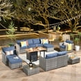 thumbnail image 1 of XIZZI 13 PCS Outdoor Wicker Patio Set Furniture Conversation Set with Fire Pit Table,Bright Blue, 1 of 11