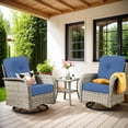 thumbnail image 1 of XIZZI 3-Piece Patio Furniture Set High Back Patio Conversation Chairs Set Outdoor Swivel Glider Rocker Chairs Wicker Outdoor Rocking Swivel Chairs with Side Table for Porch, Diamond Blue, 1 of 11