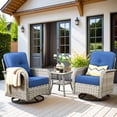 thumbnail image 1 of XIZZI 3-Piece Patio Furniture Set High Back Patio Conversation Chairs Set Outdoor Swivel Glider Rocker Chairs Wicker Outdoor Rocking Swivel Chairs with Side Table for Porch, Navy Blue, 1 of 11