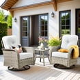 thumbnail image 1 of XIZZI 3-Piece Patio Furniture Set High Back Patio Conversation Chairs Set Outdoor Swivel Glider Rocker Chairs Wicker Outdoor Rocking Swivel Chairs with Side Table for Porch, Gray, 1 of 11