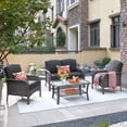 thumbnail image 1 of XIZZI 4 Pieces Wicker Patio Furniture All Weather Outdoor Conversation Set with Cushions High Back Rattan Patio Seating Set with Coffee Table for Backyard, Black, 1 of 10