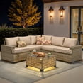 thumbnail image 1 of XIZZI 6-Piece Outdoor Patio Sectional Furniture Sets, Wicker Patio furniture with Coffee Table and Cushions, Waterproof Outdoor Conversation Set for Balcony, Porch, Backyard,Beige, 1 of 10