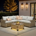 thumbnail image 1 of XIZZI 6-Piece Outdoor Patio Sectional Furniture Sets, Wicker Patio furniture with Coffee Table and Cushions, Waterproof Outdoor Conversation Set for Balcony, Porch, Backyard,Gray, 1 of 9