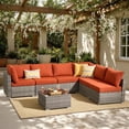 thumbnail image 1 of XIZZI 7-Piece Outdoor Sectional Furniture Sets, Wicker Patio Conversation Set with Cushions and Coffee Table, All-Weather Patio sets for Backyard, Garden,Orange, 1 of 9