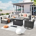 thumbnail image 1 of XIZZI 8 Pieces Outdoor Furniture Sectional Sofa Patio Set with Swivel Rocking Chair and Fire Pit Table,Beige, 1 of 11