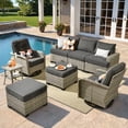 thumbnail image 1 of XIZZI 8-Piece Outdoor Patio Sectional Furniture Sets, Wicker Patio furniture with Swivel Chairs, Waterproof Outdoor Conversation Set for Backyard, Black, 1 of 9