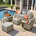thumbnail image 1 of XIZZI 8-Piece Outdoor Patio Sectional Furniture Sets, Wicker Patio furniture with Swivel Chairs, Waterproof Outdoor Conversation Set for Backyard, Dark Gray, 1 of 9