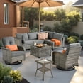 thumbnail image 1 of XIZZI 8 Pieces Wicker Patio Furniture with Swivel Rocking Chair Rattan Outdoor Conversation Set Patio Sectional Set with Glowing Coffee Table for Porch, Dark Gray, 1 of 9