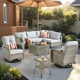 thumbnail image 1 of XIZZI 8 Pieces Wicker Patio Furniture with Swivel Rocking Chair Rattan Outdoor Conversation Set Patio Sectionals Set with Glowing Coffee Table for Porch, Gray, 1 of 9