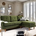 thumbnail image 1 of XIZZI 87" Modular Sectional Sofa Couch with Reversible Chaise, Mid Century Modern Comfy L Shaped Corduroy Couches, 3-Seater Indoor Convertible Sofas for Living Room, Green, 1 of 9