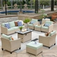 thumbnail image 1 of XIZZI 8PCS Patio Converstion Set,Wicker Outdoor Furniture Set with Gas Fire Pit,Green, 1 of 8
